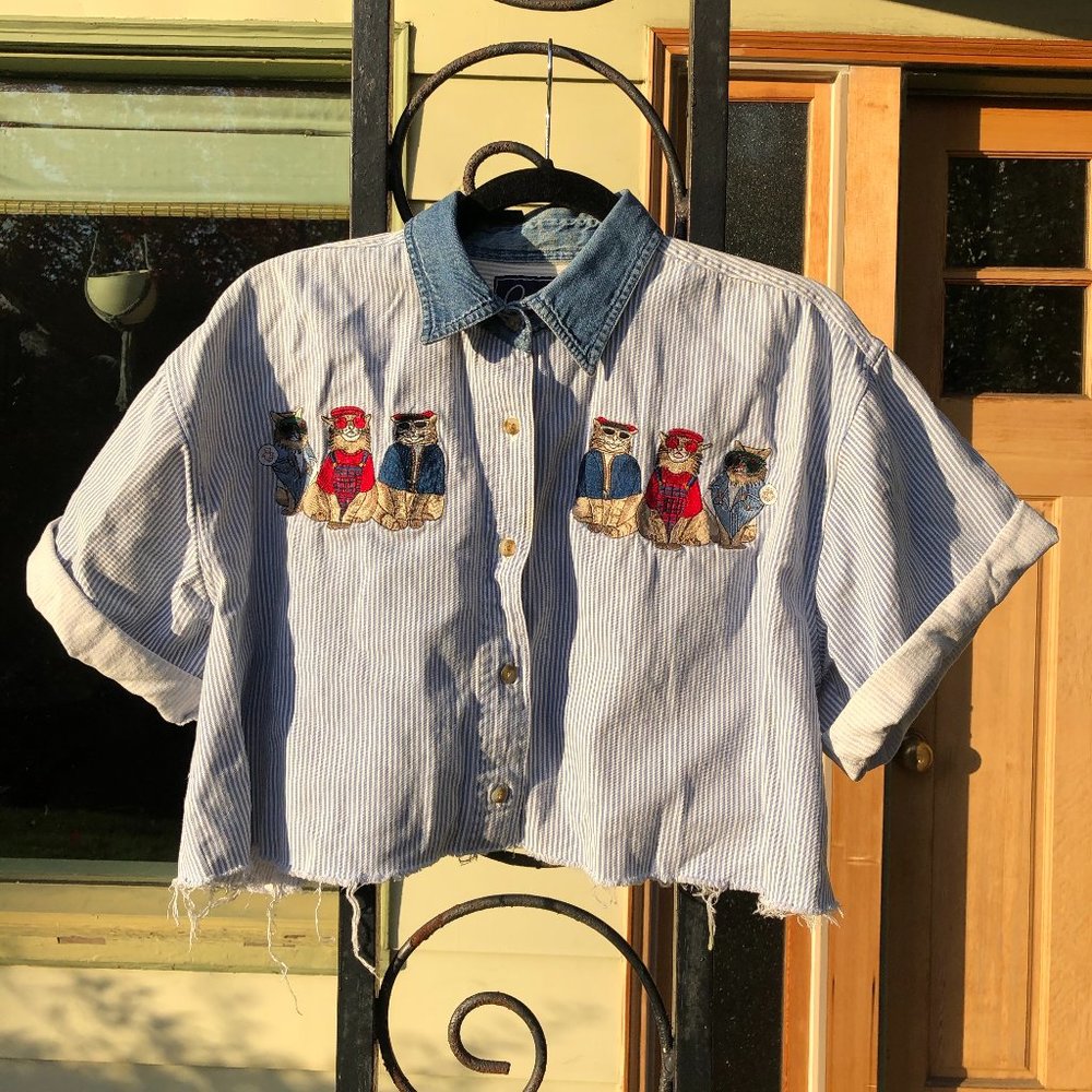 Denim Collar Kitty Top